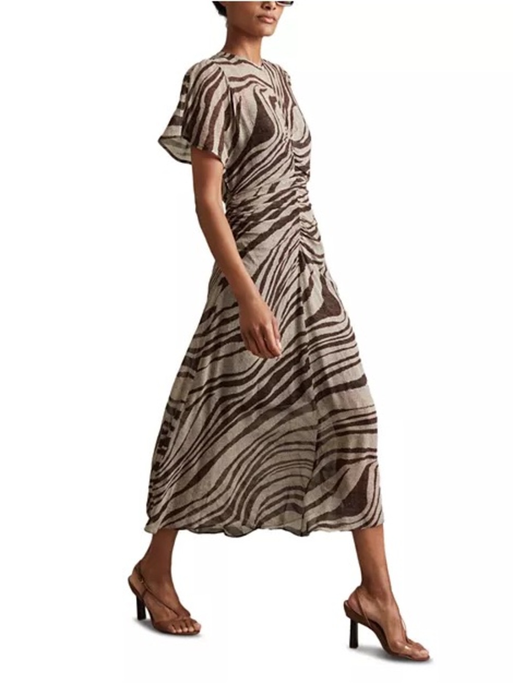 REISS Tabitha Animal Print Midi Dress Size 2 NWT